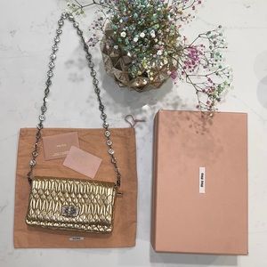 Miu Miu Nappa Crystal color Platino Purse